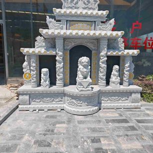 滁州芝麻白中国黑石材套墓 花岗岩墓碑